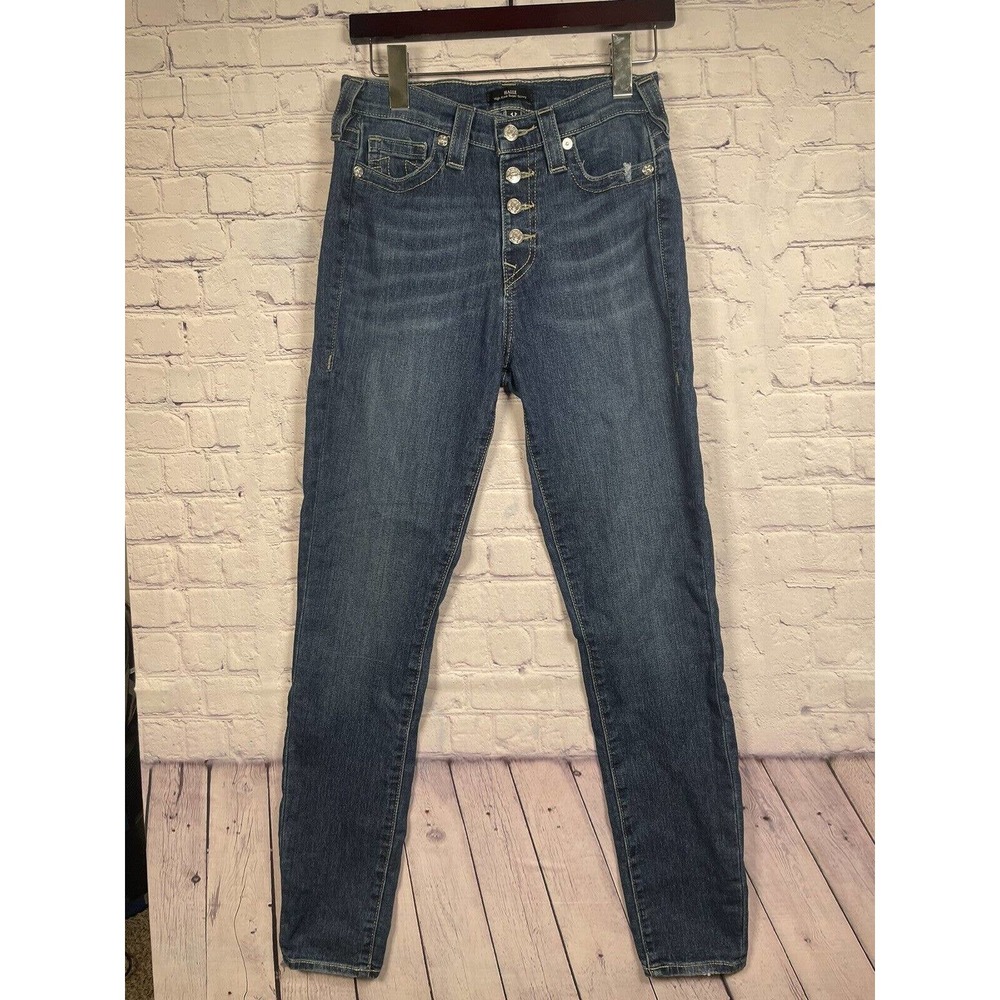 *FLAW* True Religion Jeans Halle Super Skinny High Rise Button Fly Size 28x29